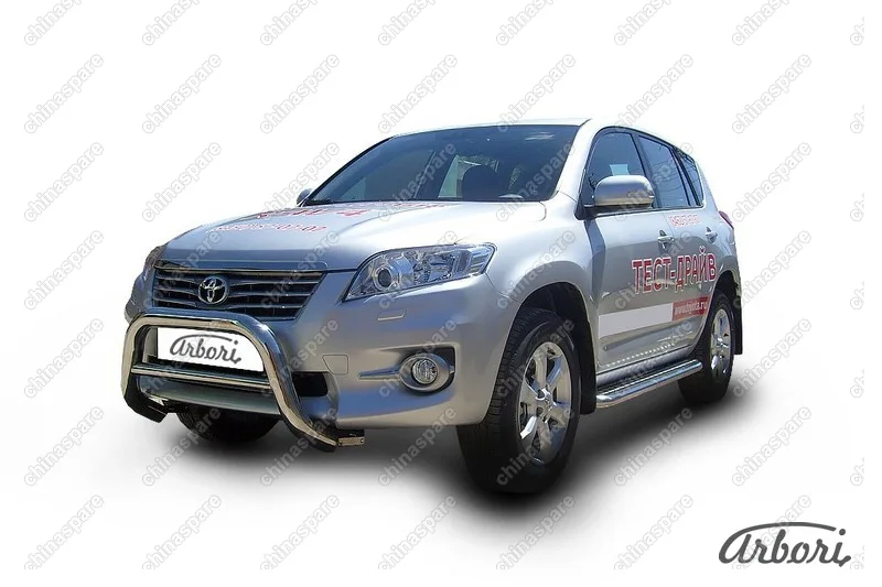 Кенгурятник d76 низкий Arbori нерж. сталь для Toyota RAV4 2010-2014