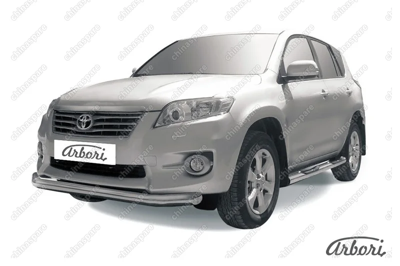 Защита переднего бампера d76 Arbori нерж. сталь для Toyota RAV4 2010-2014