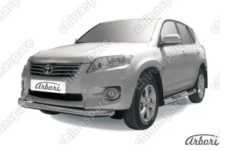 Защита переднего бампера d76 Arbori нерж. сталь для Toyota RAV4 2010-2014
