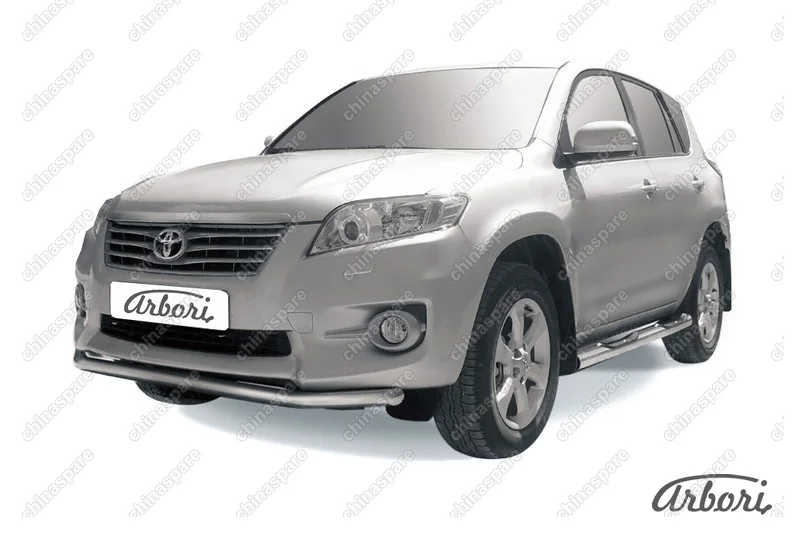 Защита переднего бампера d57 Arbori нерж. сталь для Toyota RAV4 2010-2014