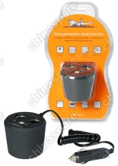 ASP-2U-12 Прикуриватель-разветвитель 2 гнезда + 2USB в подстаканник с индикатором зарядки АКБ обрезиненый