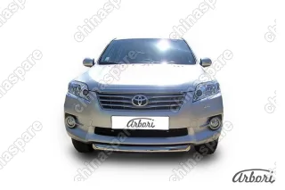 Защита переднего бампера d57 короткая Arbori нерж. сталь для Toyota RAV4 2010-2014