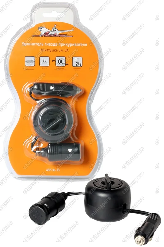 ASP-3L-13 Прикуриватель-удлинитель на катушке 3м, 5А