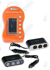 ASP-3S-15 Прикуриватель-разветвитель 3 гнезда 5А + USB 1A, с выключателями нагрузки