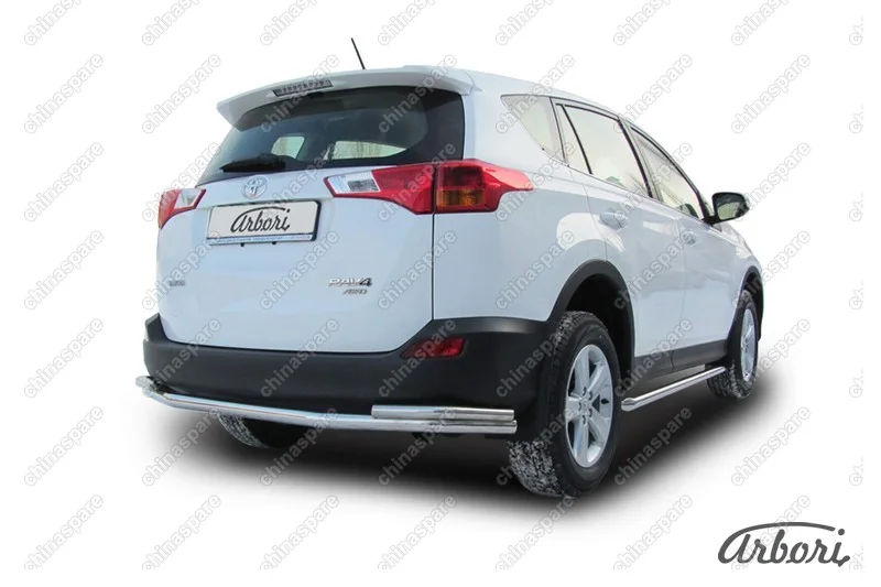 Защита заднего бампера d57+d42 двойная Arbori нерж. сталь для TOYOTA RAV4 2013-2015