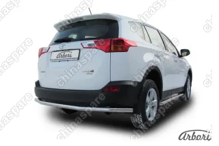 Защита заднего бампера d57 длинная Arbori нерж. сталь для TOYOTA RAV4 2013-2015