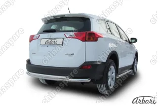 Защита заднего бампера d57+d57 двойная радиусная Arbori нерж. сталь для TOYOTA RAV4 2013-2015