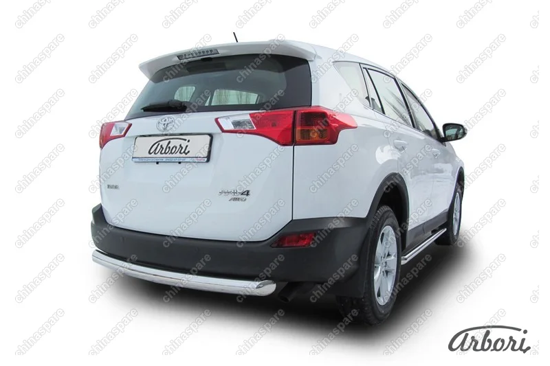 Защита заднего бампера d76 радиусная Arbori нерж. сталь для TOYOTA RAV4 2013-2015