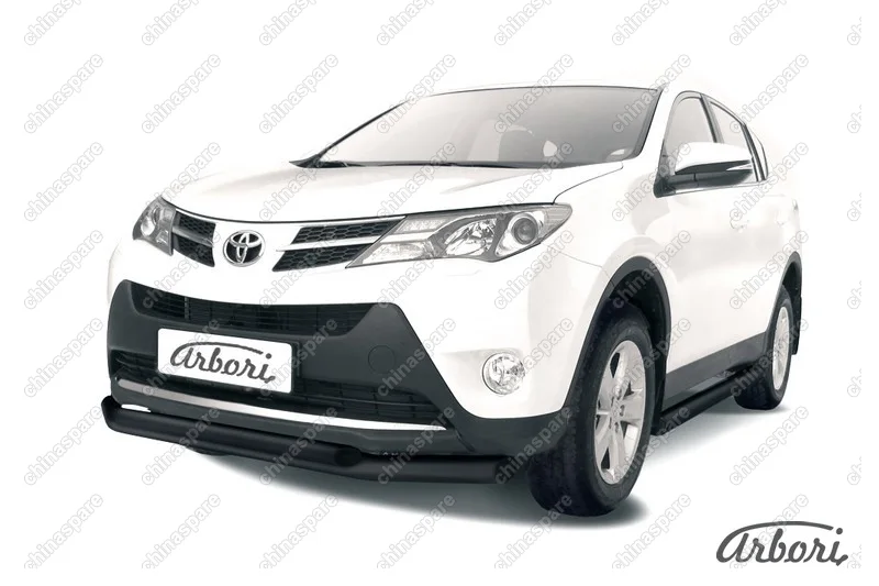 Защита переднего бампера d76+d57 двойная  Arbori черн. для TOYOTA RAV4 2013-2015