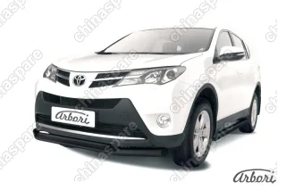 Защита переднего бампера d76+d57 двойная  Arbori черн. для TOYOTA RAV4 2013-2015