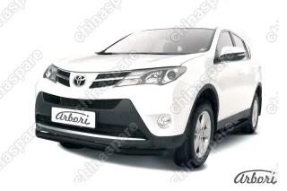 Защита переднего бампера d57+d57 двойная Arbori черн. для TOYOTA RAV4 2013-2015
