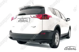 Защита заднего бампера d57+d42 двойная Arbori черн. для TOYOTA RAV4 2013-2015