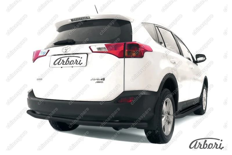 Защита заднего бампера d57 длинная Arbori черн. для TOYOTA RAV4 2013-2015