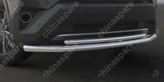 Защита переднего бампера d57+d42 двойная  Arbori нерж. сталь для TOYOTA RAV4 2015-нв