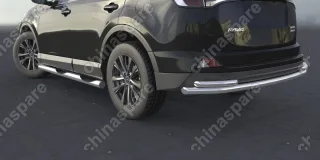Защита заднего бампера d57+d42 двойная длинная Arbori нерж. сталь для TOYOTA RAV4 2015-нв