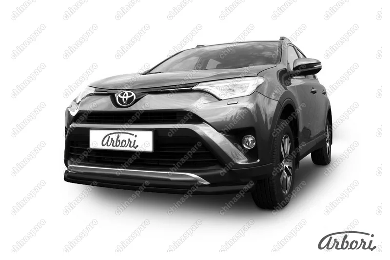 Защита переднего бампера d57+d42 двойная  Arbori черн. для TOYOTA RAV4 2015-нв