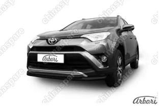 Защита переднего бампера d57+d42 двойная  Arbori черн. для TOYOTA RAV4 2015-нв