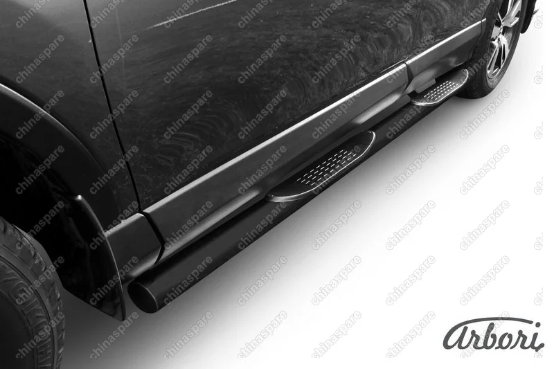 Защита порогов d76 с проступями Arbori черн. для TOYOTA RAV4 2015-нв
