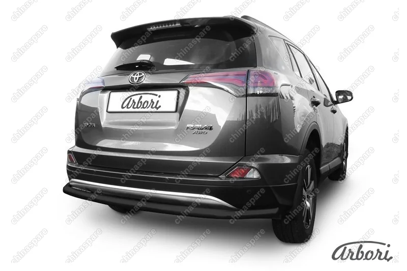 Защита заднего бампера d57 длинная Arbori черн. для TOYOTA RAV4 2015-нв