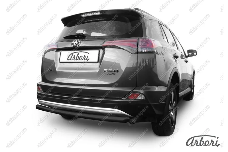 Защита заднего бампера d57 радиусная Arbori черн. для TOYOTA RAV4 2015-нв