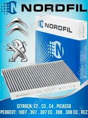 Фильтр салона (угольный) «Nordfil» Citroen C3, C4 04 / Peugeot 307, 308, 408