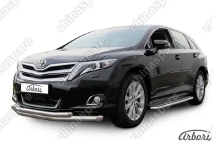 AFZDATVEN01 Защита переднего бампера d76+d57 двойная Arbori нерж. сталь для Toyota VENZA 2012-2017