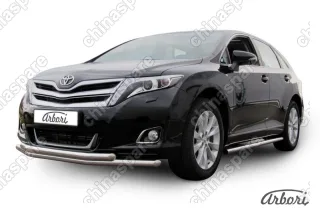 AFZDATVEN03 Защита переднего бампера d57+d57 двойная Arbori нерж. сталь для Toyota VENZA 2012-2017