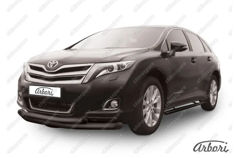 AFZDATVEN01B Защита переднего бампера d76+d57 двойная Arbori черн. для Toyota VENZA 2012-2017