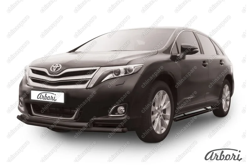 AFZDATVEN03B Защита переднего бампера d57+d57 двойная Arbori черн. для Toyota VENZA 2012-2017
