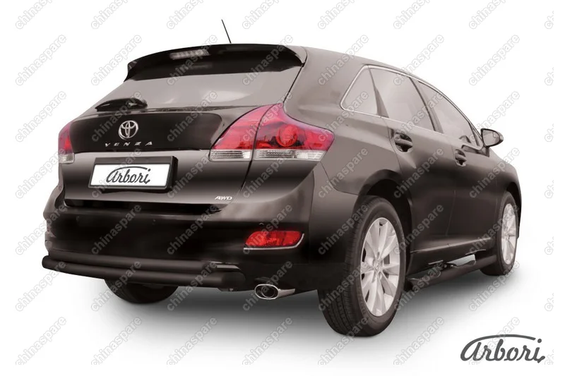 AFZDATVEN09B Защита заднего бампера d76+d57 двойная радиусная Arbori черн. для Toyota VENZA 2012-2017