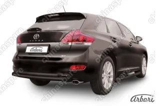 AFZDATVEN09B Защита заднего бампера d76+d57 двойная радиусная Arbori черн. для Toyota VENZA 2012-2017
