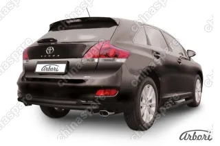 AFZDATVEN11B Защита заднего бампера d57+d57 двойная радиусная Arbori черн. для Toyota VENZA 2012-2017