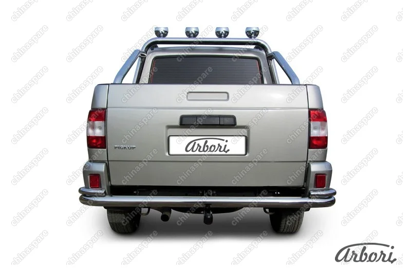 AFZDAUPPIC10 Защита заднего бампера d76+d42 двойная Arbori нерж. сталь для UAZ PICKUP 2007-2014