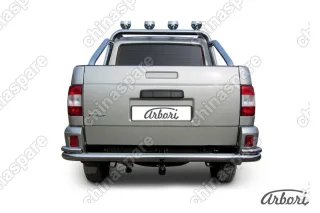 AFZDAUPPIC10 Защита заднего бампера d76+d42 двойная Arbori нерж. сталь для UAZ PICKUP 2007-2014