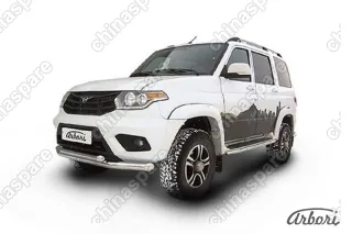 AFZDAUP1401 Защита переднего бампера d76+d57 двойная Arbori нерж. сталь для UAZ PATRIOT 2014-нв