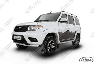 AFZDAUP1403 Защита переднего бампера d57+d57 двойная Arbori нерж. сталь для UAZ PATRIOT 2014-нв