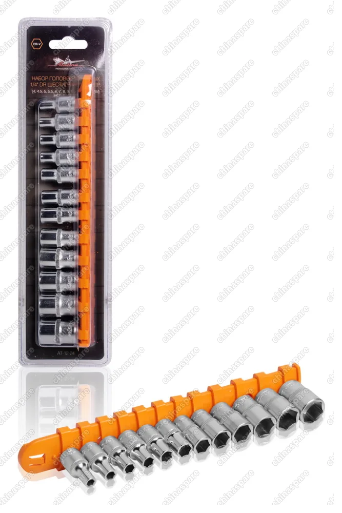 AT-12-24 Набор головок торцевых ¼ дюйма DR шестигранных 12пр.