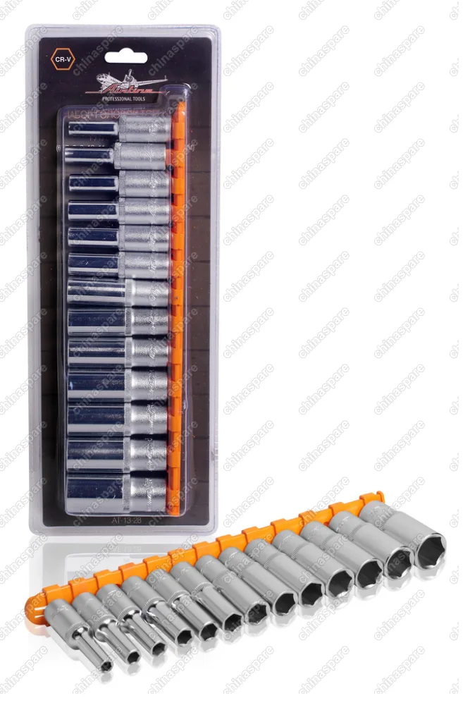 AT-13-28 Набор головок торцевых 3/8 дюйма DR шестигранных глубоких 13пр.