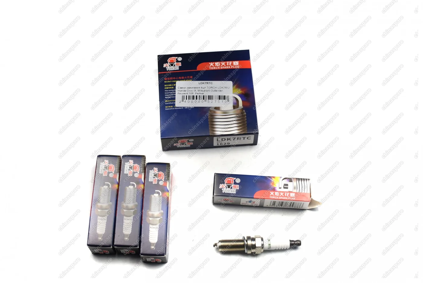 Свечи зажигания (комплект) TORCH LDK7RIU Honda Civic IX, Mitsubishi Outlander, Peugeot 308, Partner