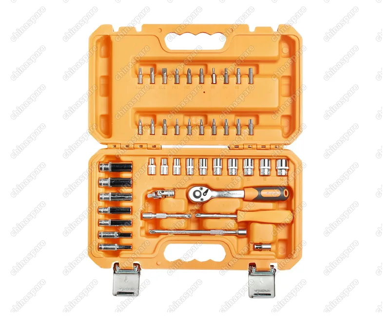AT-43-01 Набор головок и принадлежностей ¼ дюйма 43 предмета, пласт.кейс