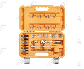 AT-43-01 Набор головок и принадлежностей ¼ дюйма 43 предмета, пласт.кейс