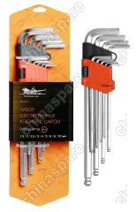 AT-9-15 Набор шестигранных ключей удлинённых с шаром 9 предметов, пласт.подвес