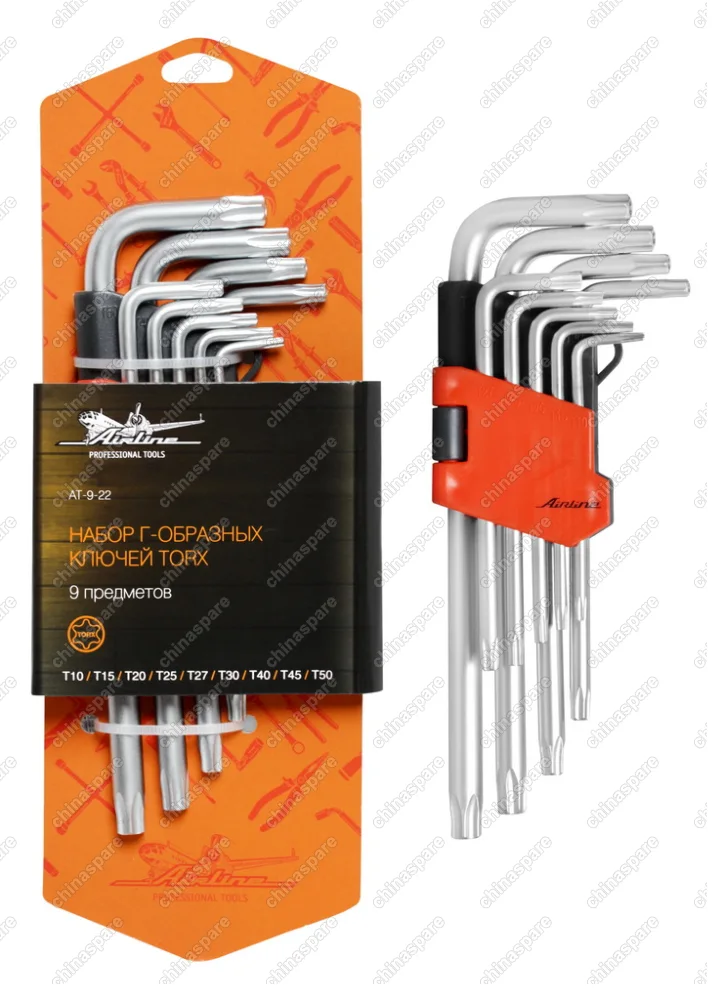 AT-9-22 Набор Г-образных ключей TORX 9 предметов,пласт.подвес