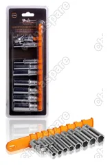 AT-9-25 Набор головок торцевых ¼ дюйма DR шестигранных глубоких 9пр.