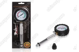 AT-CM-02 Компрессометр Резьбовой (бенз. двиг.) манометр в резиновом чехле, блистер