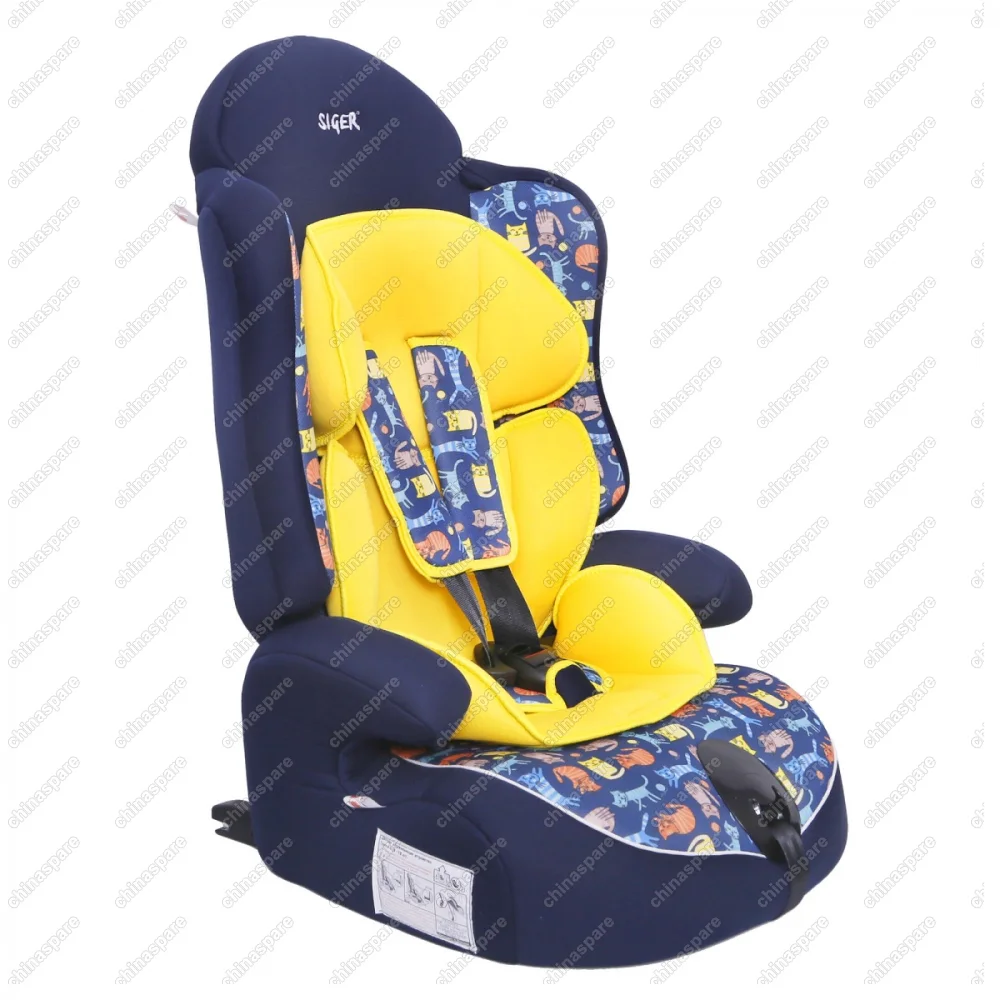 KRES2059 Детское автомобильное кресло SIGER ART "Прайм ISOFIX" котики, 1-12 лет, 9-36 кг, группа 1/2/3