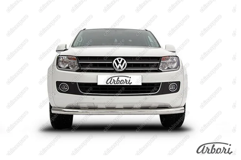 Защита переднего бампера d76 Arbori нерж. сталь для Volkswagen AMAROK(2013) 2013-2016