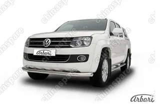 Защита переднего бампера d76 Arbori нерж. сталь для Volkswagen AMAROK(2013) 2013-2016