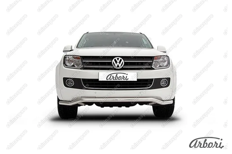 Защита переднего бампера d57 "волна" Arbori нерж. сталь для Volkswagen AMAROK(2013) 2013-2016