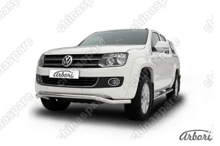 Защита переднего бампера d57 "волна" Arbori нерж. сталь для Volkswagen AMAROK(2013) 2013-2016